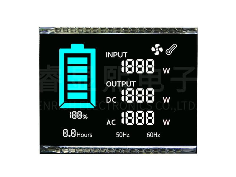 UPS电源lcd显示屏厂家BTN段码单色液晶屏定制黑底白字VA断码屏
